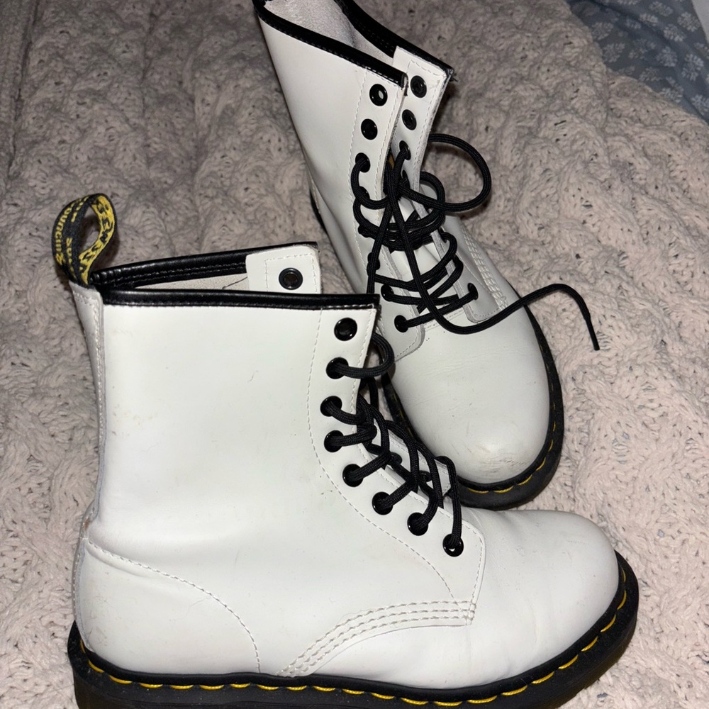 Dr. Martens White Boots with Black Accents